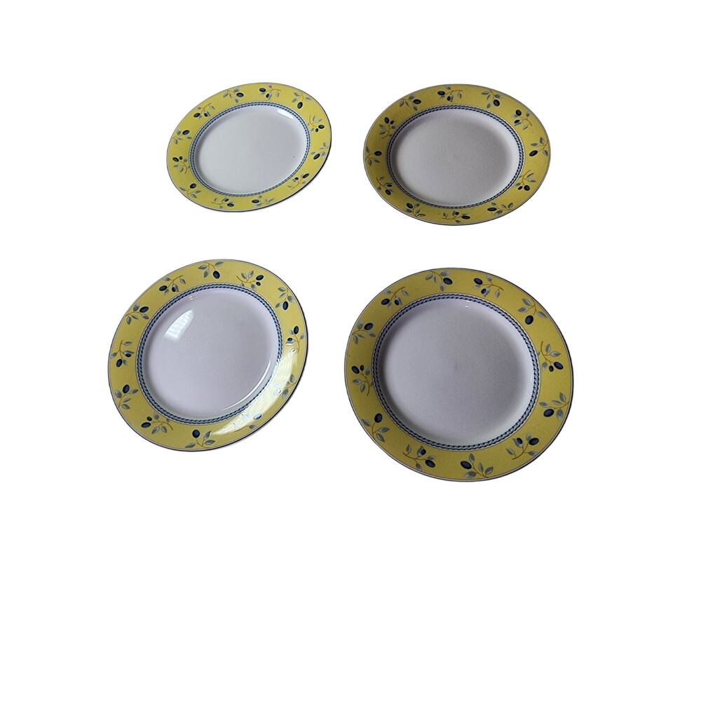 ROYAL DAULTON Blueberry Yellow Floral 7.5" Salad Plates Set of 4